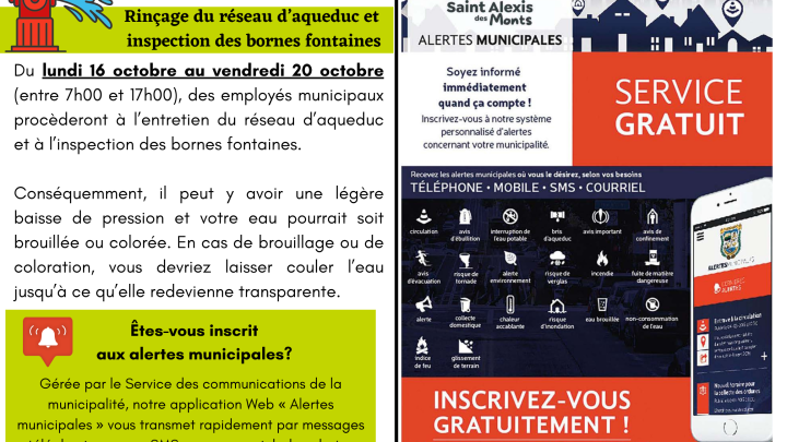 Rinçage du réseau d'aqueduc et inspection des bornes fontaines
