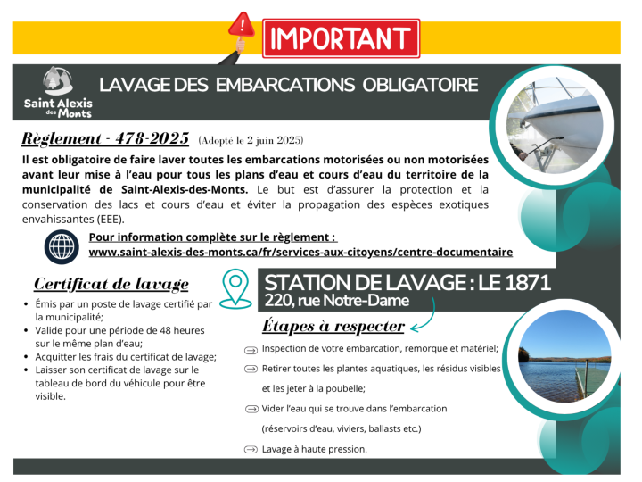 LAVAGE DES EMBARCATIONS OBLIGATOIRES